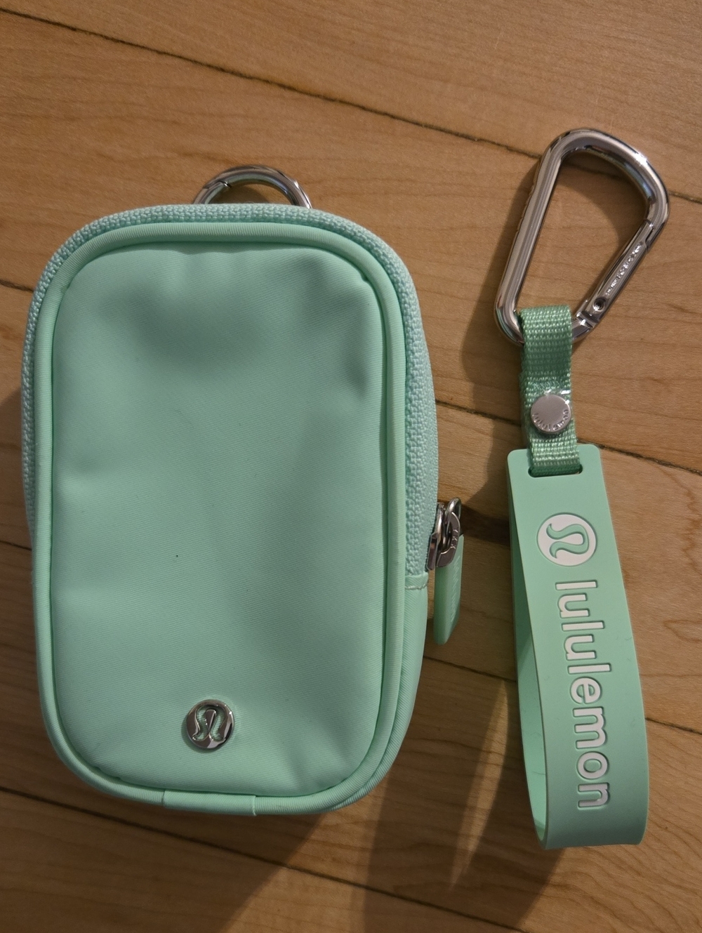 Lululemon Clippable Nano Pouch In Citrus Lime With Matching Wristlet Keychain